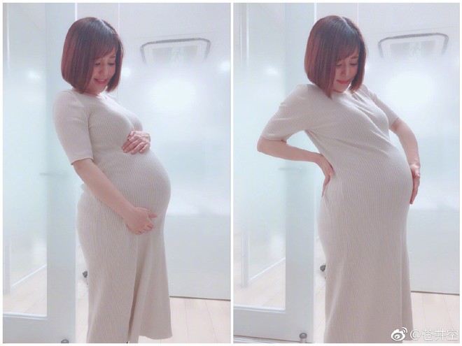 Thánh nữ JAV Aoi Sora khoe bụng bầu song sinh to vượt mặt ở tháng cuối cùng thai kỳ - Ảnh 1.