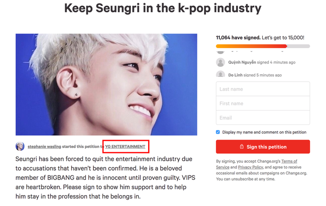12 ngh&igrave;n fan m&ugrave; qu&aacute;ng k&yacute; v&agrave;o kiến nghị giữ Seungri ở lại Kbiz: Đừng dung t&uacute;ng cho c&aacute;i &aacute;c! - Ảnh 1.