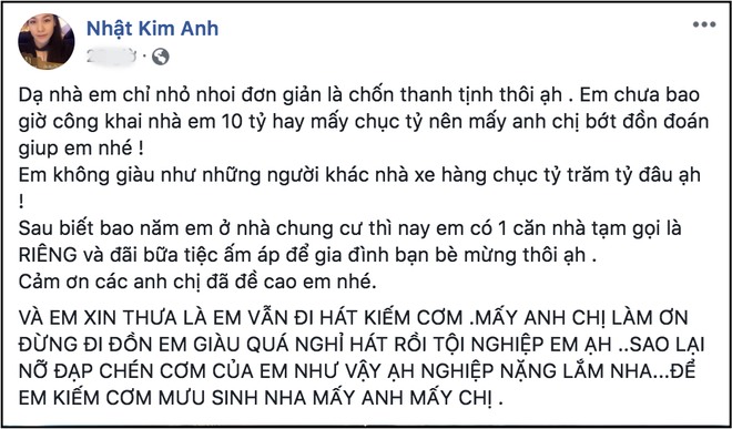 Nhật Kim Anh gay gắt đáp trả khi bị đồn giàu quá nghỉ hát, tậu biệt thự bạc tỷ sau 15 năm hoạt động nghệ thuật - Ảnh 1.