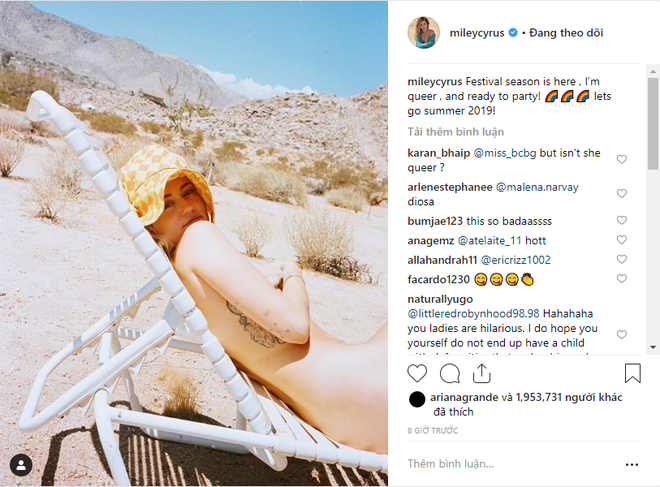 Cưới chồng chưa được bao lâu, Miley Cyrus lại gây sốc với ảnh khỏa thân hoàn toàn nằm để tắm nắng trên sa mạc - Ảnh 1.