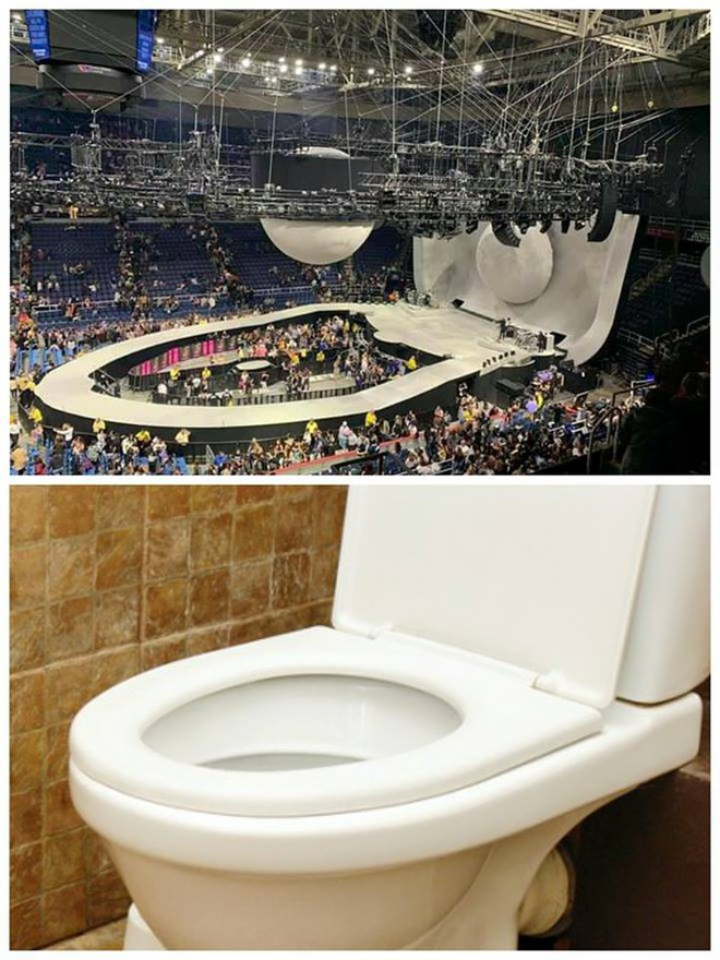 Sân khấu Sweetener Tour của Ariana Grande bất ngờ bị so sánh giống... nhà vệ sinh  - Ảnh 1.