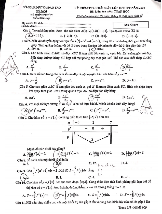 Thi thử THPT quốc gia 2019 ở Hà Nội: Đề Toán xuất hiện kiến thức lớp 10 - Ảnh 1.