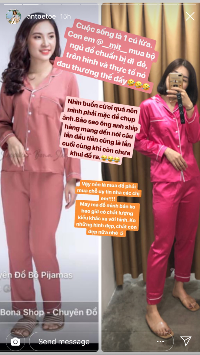 Đặt mua online bộ pijama m&agrave;u hồng để đi đẻ cho xinh, c&ocirc; g&aacute;i k&ecirc;u trời khi nhận về sản phẩm m&agrave;u hường phi b&oacute;ng r&otilde; sến - Ảnh 2.