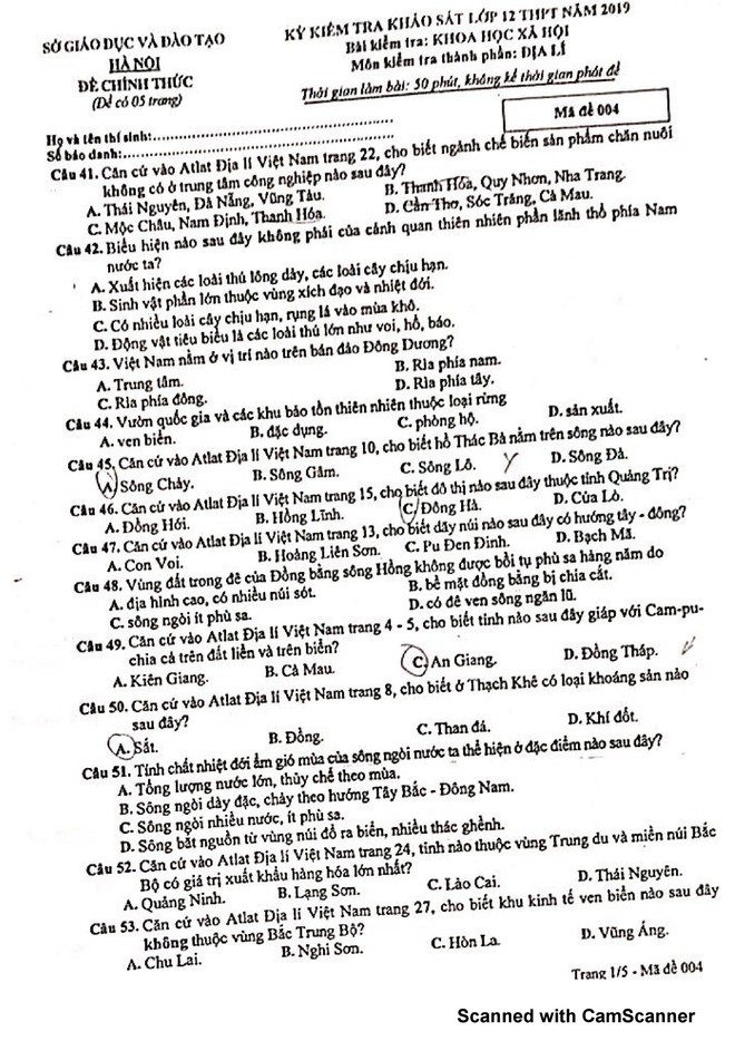 Đề thi thử THPT quốc gia 2019 tại Hà Nội môn Địa lý và Lịch sử kèm đáp án: Địa tương đương, Sử dễ thở hơn 2018 - Ảnh 1.
