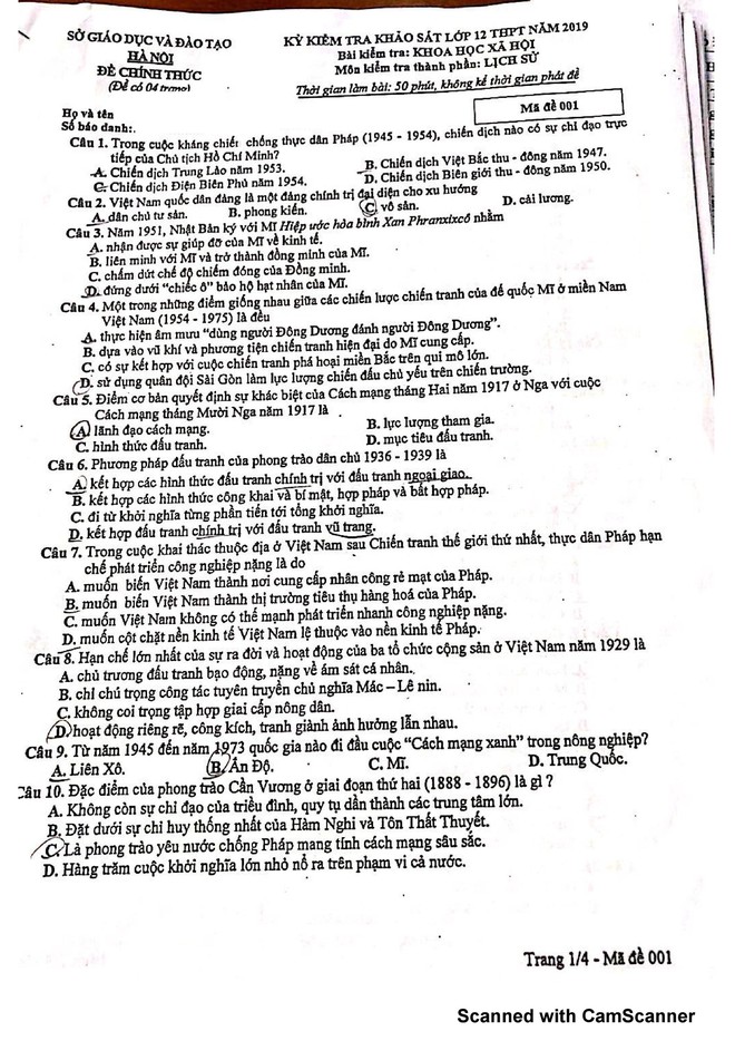 Đề thi thử THPT quốc gia 2019 tại Hà Nội môn Địa lý và Lịch sử kèm đáp án: Địa tương đương, Sử dễ thở hơn 2018 - Ảnh 8.