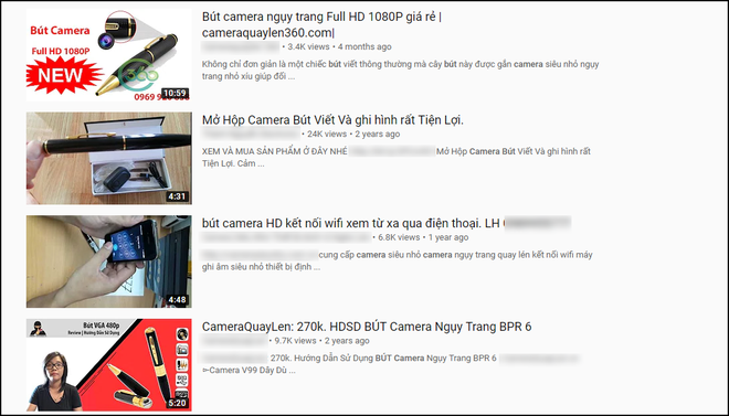 YouTube ngang nhiên cho phép bày bán hàng cấm để gian lận thi cử, nhất là bút bi camera quay lén - Ảnh 1.