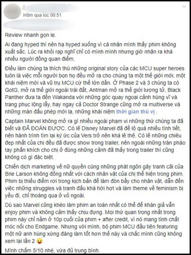 Kh&aacute;n giả chia rẽ sau suất chiếu sớm Captain Marvel: Fan khen tuyệt t&aacute;c, người ch&ecirc; tệ nhất MCU - Ảnh 12.