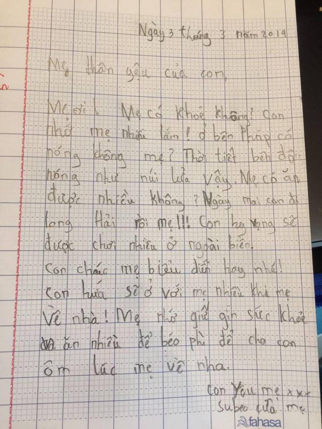 Hà Hồ khoe bức thư tay Subeo viết tặng nhân ngày 8/3, chứng minh con trai mới 8 tuổi đã rất tinh tế và tình cảm - Ảnh 1.