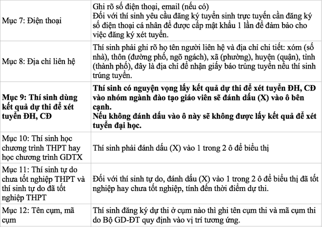 Những điểm quan trọng mà thí sinh hay điền sai trên phiếu đăng ký dự thi THPT quốc gia - Ảnh 6.