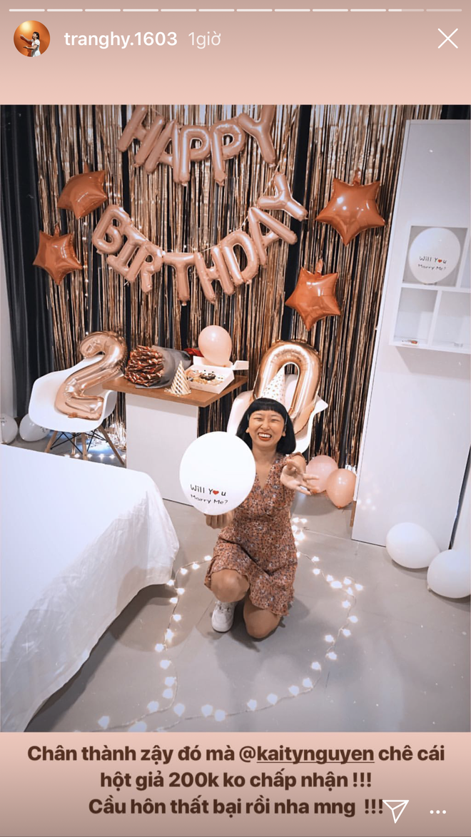 Sẵn tin đồn y&ecirc;u nhau c&ograve;n n&oacute;ng, Trang H&yacute; mượn lu&ocirc;n sinh nhật cầu h&ocirc;n Kaity Nguyễn với nhẫn trị gi&aacute;... 200K - Ảnh 5.