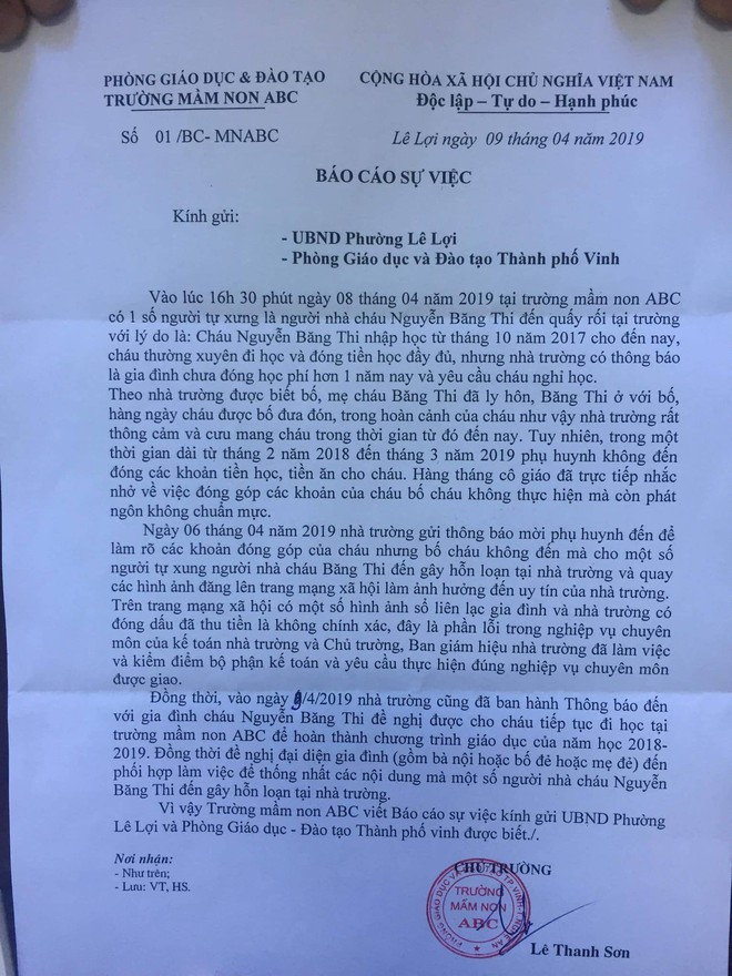 Đuổi học trẻ 5 tuổi vì gia đình nợ tiền học phí: Nhà trường tố ngược phụ huynh, cho rằng lỗi do kế toán - Ảnh 2.