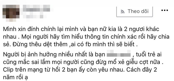 Bị nhận nhầm là vợ thanh niên trong clip nóng, cô gái lên tiếng: Người bị ảnh hưởng nhất là T.A, tuổi trẻ ai cũng mắc sai lầm - Ảnh 1.