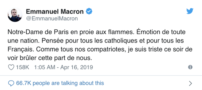 Cháy Nhà thờ Đức Bà Paris: Tổng thống Trump cùng các nguyên thủ quốc gia trên thế giới bày tỏ sự đau lòng trước vụ việc - Ảnh 2.