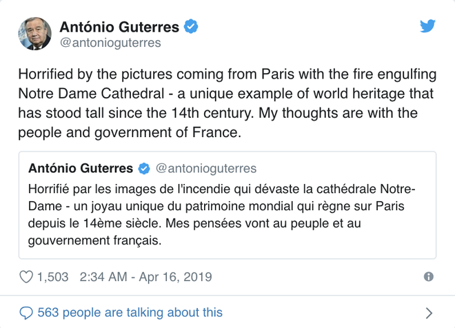 Cháy Nhà thờ Đức Bà Paris: Tổng thống Trump cùng các nguyên thủ quốc gia trên thế giới bày tỏ sự đau lòng trước vụ việc - Ảnh 5.