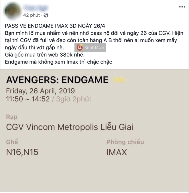 Đã xuất hiện phe vé chợ đen cho Avengers: Endgame tại Việt Nam: Nè em gái, một vé là 300! - Ảnh 5.