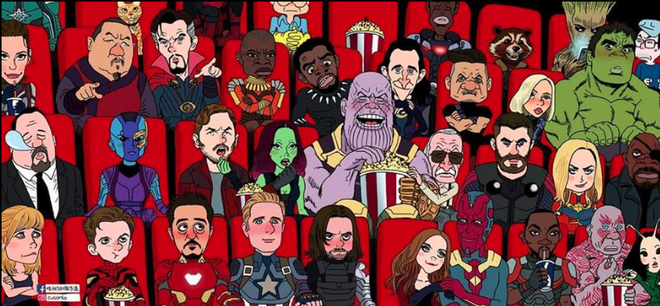 Cười rụng rốn cảnh Spider-Man chụp selfie với Thanos, Iron Man ôm Cap trong vòng tay, Thor và Captain Marvel trao nhau ánh nhìn đắm đuối! - Ảnh 12.