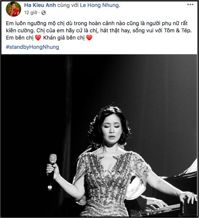 Hoa hậu H&agrave; Kiều Anh, Bằng Kiều v&agrave; bạn b&egrave; nghệ sĩ gửi lời động vi&ecirc;n diva Hồng Nhung sau loạt ồn &agrave;o đời tư - Ảnh 1.