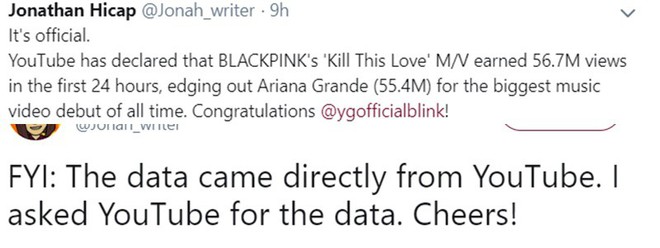 Sốc toàn tập: Youtube xác nhận BLACKPINK xô đổ kỉ lục của Ariana Grande, chính thức là chủ nhân của MV được xem nhiều nhất sau 24 giờ? - Ảnh 2.