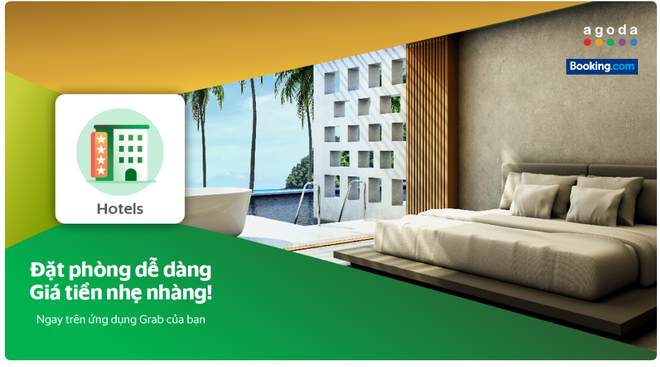 Đ&atilde; c&oacute; thể đặt ph&ograve;ng kh&aacute;ch sạn tại Agoda v&agrave; Booking.com trực tiếp tr&ecirc;n ứng dụng Grab - Ảnh 1.
