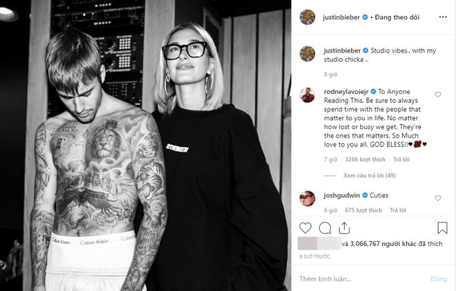 Sau hơn 1 th&aacute;ng mới đăng ảnh c&ugrave;ng Hailey, Justin Bieber lập tức khiến fan th&ograve;ng tim v&igrave; một h&agrave;nh động - Ảnh 4.