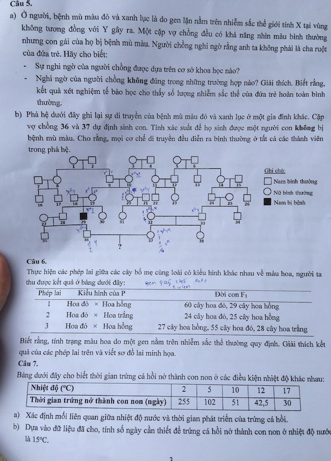 Đề thi Sinh học vào lớp 10 chuyên Khoa học Tự nhiên Hà Nội - Ảnh 3.