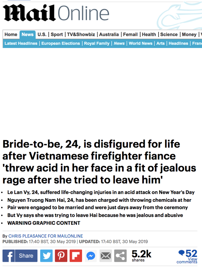 Dân mạng nước ngoài bày tỏ sự thương cảm với cô gái Việt Nam bị chồng sắp cưới tạt axit đến biến dạng khuôn mặt - Ảnh 2.