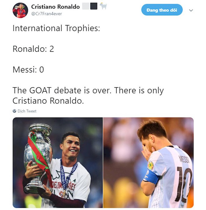 Messi bị troll đủ kiểu trên mạng xã hội sau khi Ronaldo giành thêm danh hiệu với ĐT Bồ Đào Nha - Ảnh 5.