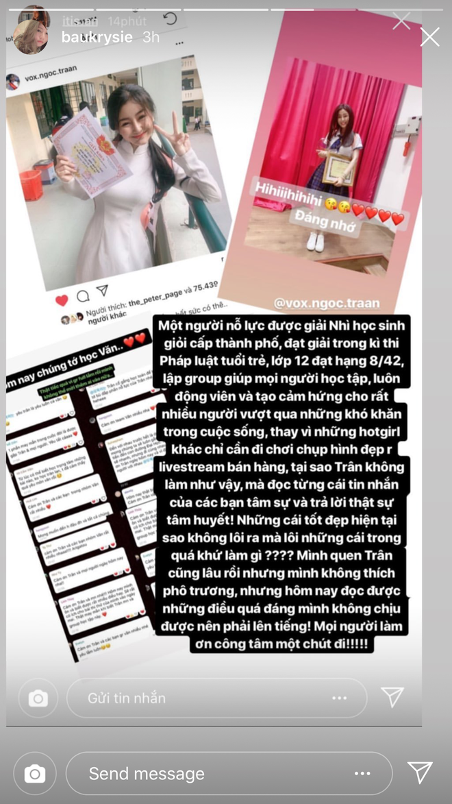 Giữa l&ugrave;m x&ugrave;m V&otilde; Ngọc Tr&acirc;n bị b&oacute;c phốt ti&ecirc;m filler v&agrave; lộ bảng điểm k&eacute;m, B&acirc;u đ&atilde; l&agrave;m điều n&agrave;y để bảo vệ bạn th&acirc;n - Ảnh 4.