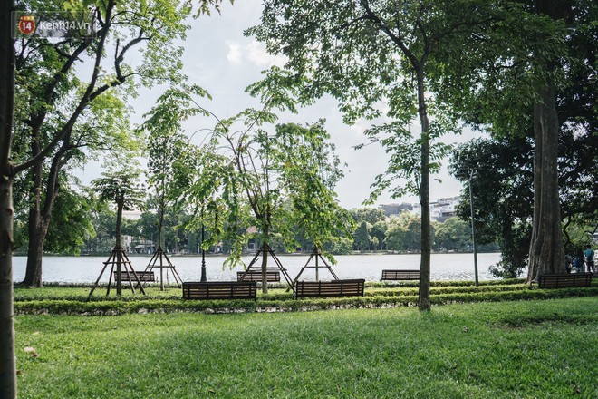 Chùm ảnh: Phố đi bộ hồ Gươm vắng bóng người trong ngày nắng nóng kinh hoàng ở Hà Nội - Ảnh 7.