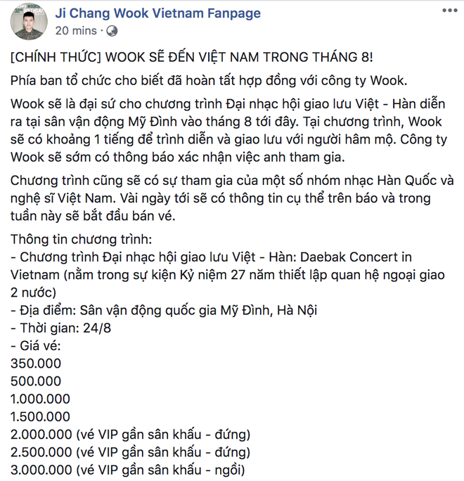 HOT: Vừa xuất ngũ, tài tử vạn người mê Ji Chang Wook đã quyết đến Việt Nam vào tháng 8, lại còn tại SVĐ Mỹ Đình! - Ảnh 1.