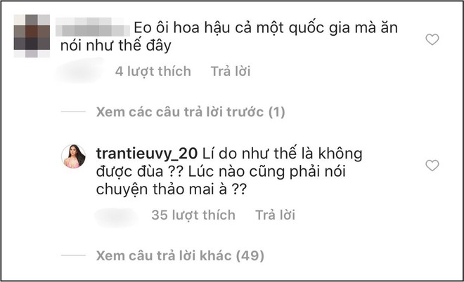 Mới đăng 2 c&acirc;u thả th&iacute;nh đ&atilde; bị antifan chấn chỉnh, Hoa hậu Tiểu Vy g&acirc;y ch&uacute; &yacute; v&igrave; lần đầu ph&aacute; lệ đ&aacute;p trả cực gắt - Ảnh 2.