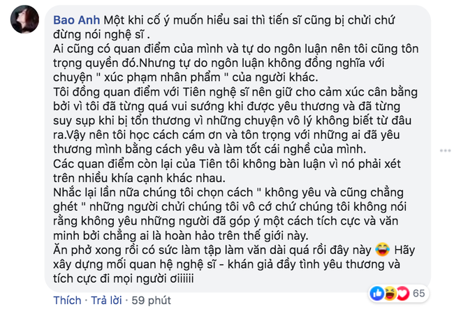 Bảo Anh bị phản ứng bênh vực Tiên Cookie trước phát ngôn nghệ sĩ yêu nghề, đừng yêu công chúng - Ảnh 2.