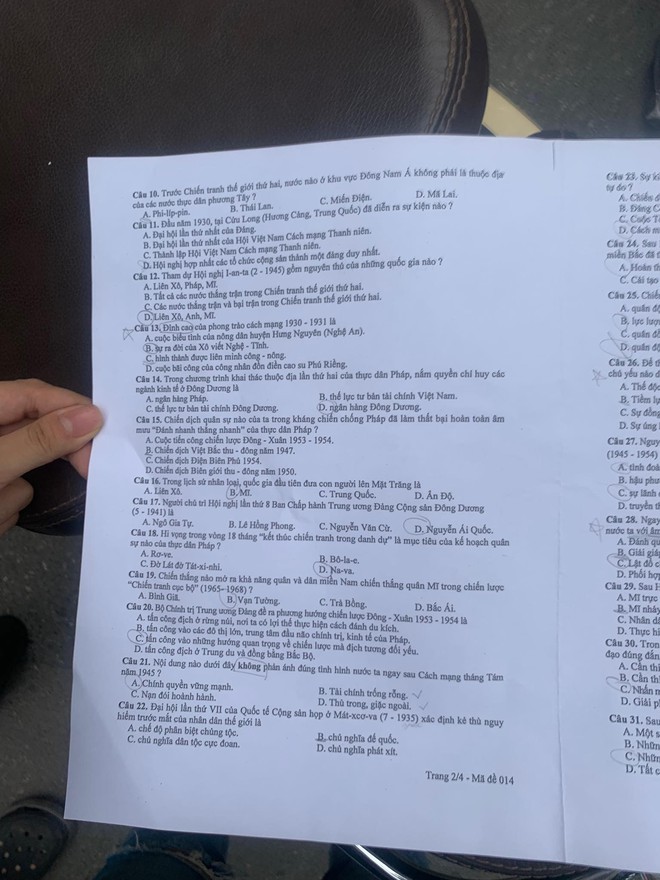 Đáp án đề thi môn Lịch sử lớp 10 tại Hà Nội năm 2019 - Ảnh 7.