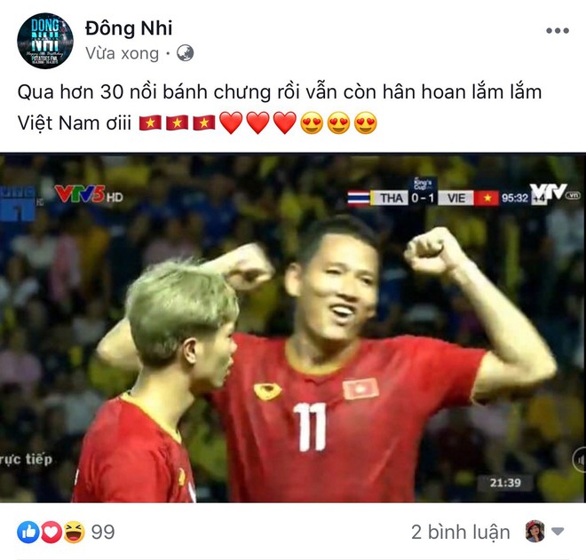 Sao Vbiz vỡ oà khi Văn Đức ghi bàn phút chót, tuyển Việt Nam hạ Thái Lan ngoạn mục vào chung kết Kings Cup - Ảnh 1.