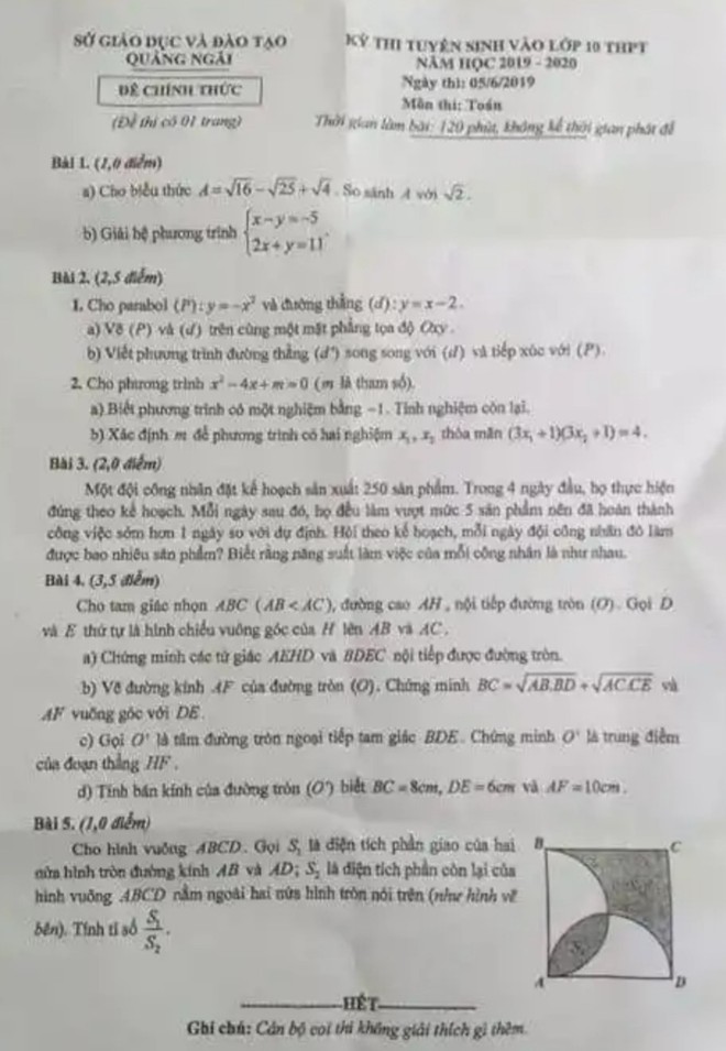 Đề Toán tuyển sinh lớp 10 giống đề thi thử, Giám đốc Sở nói không ảnh hưởng - Ảnh 1.