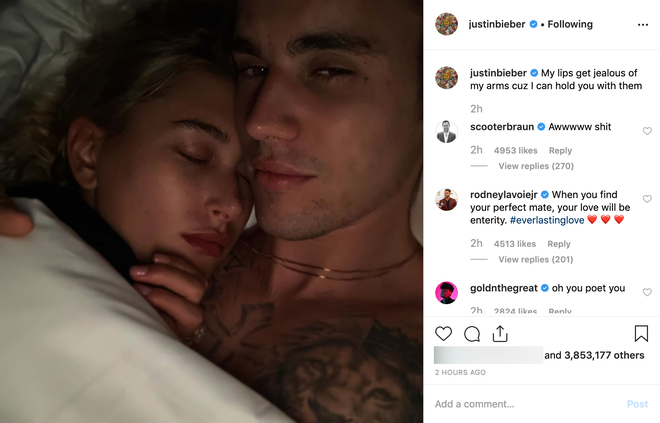 Justin Bieber khiến netizen nổi da gà khi hóa soái ca ngôn tình, đăng lời sến rền rện gửi tặng Hailey Baldwin - Ảnh 1.
