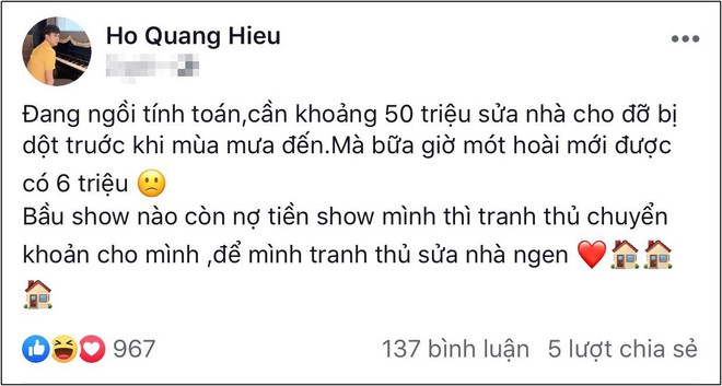 Sau MC Đại Nghĩa, đến lượt Hồ Quang Hiếu kể khổ khi bị nợ cát xê mãi không thấy trả! - Ảnh 1.