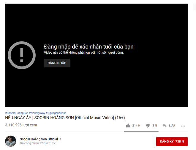 MV mới nhất của Soobin Hoàng Sơn bị YouTube tuýt còi: ngay lập tức văng khỏi top trending dù view cao! - Ảnh 1.