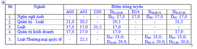 Đại học Luật TP.HCM công bố điểm chuẩn - Ảnh 1.