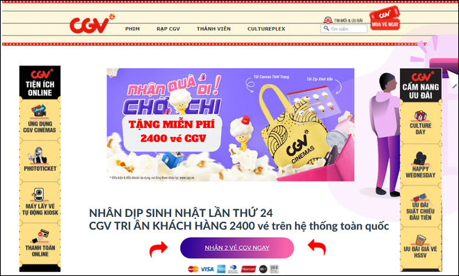 Tin Khuyến Mãi Và Ưu Đãi Hấp Dẫn Tại CGV Cinemas Việt Nam  Thêm 03 tháng  để trở thành VIP  VVIP 2021