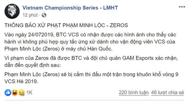 Lại có thái độ lồi lõm khi leo rank, Zeros chính thức bị cấm thi đấu tại VCS - Ảnh 2.