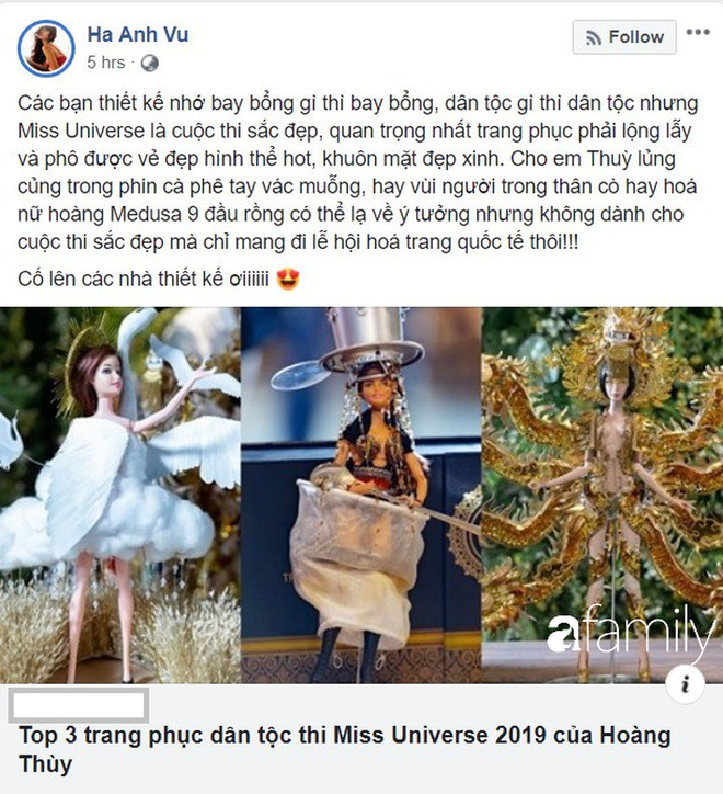 Hà Anh chê Top 3 quốc phục của Hoàng Thùy tại Miss Universe: “Chỉ mang đi lễ hội hóa trang quốc tế thôi” - Ảnh 1.