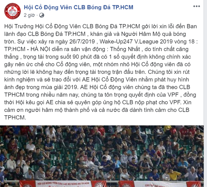 Sống trách nhiệm như CĐV TP. HCM: Lỡ miệng xúc phạm trọng tài rồi tự kêu gọi quyên góp đóng tiền phạt - Ảnh 2.