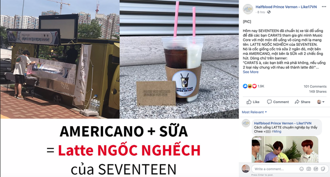 Netizen Hàn được phen cười rụng rún với món cà phê latte phiên bản ngốc nghếch của SEVENTEEN - Ảnh 1.