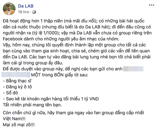 Da LAB ra điều kiện để fan vào group đậm mùi cà khịa, Thiên An - nữ chính của Jack - đọc xong chắc chắn nhột - Ảnh 1.