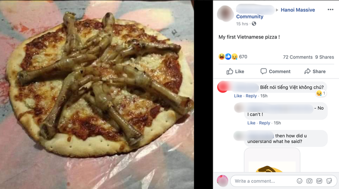 Người nước ngoài chia sẻ trải nghiệm ăn pizza chân gà đầu tiên ở Việt Nam, pizza bún đậu mắm tôm lại bị gọi hồn - Ảnh 1.