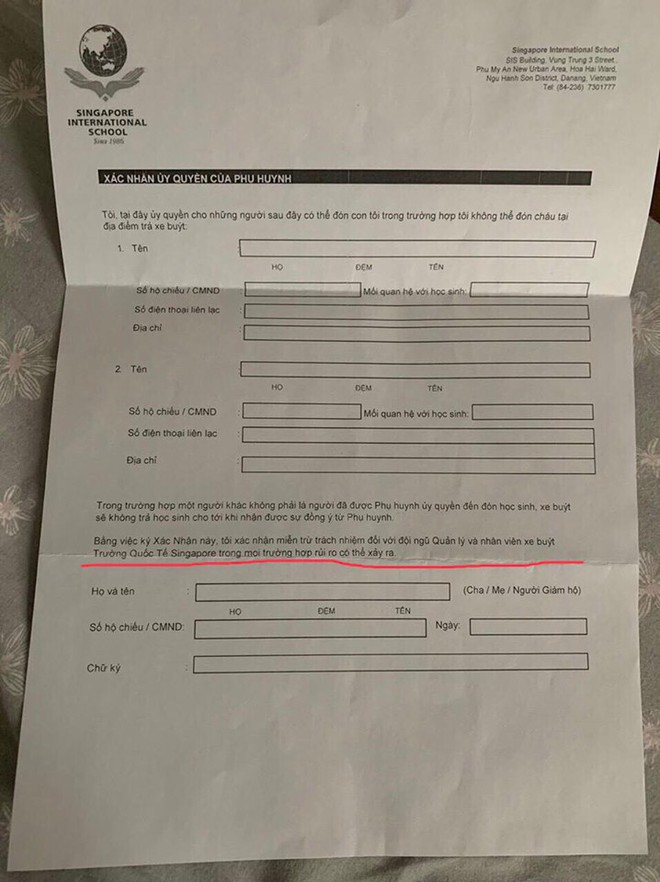 Bị chỉ trích vì miễn trừ trách nhiệm khi rủi ro xảy ra đối với xe đưa đón học sinh, trường Quốc tế Singapore nói gì? - Ảnh 1.