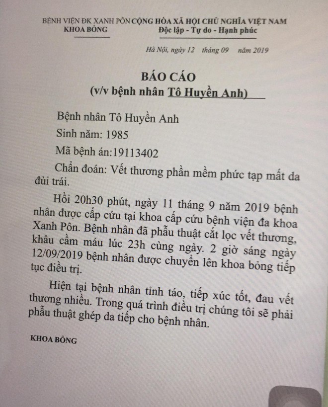 Bác sĩ điều trị lên tiếng về tình trạng của nữ CĐV bị bỏng do pháo trong trận Hà Nội FC vs Nam Định - Ảnh 2.