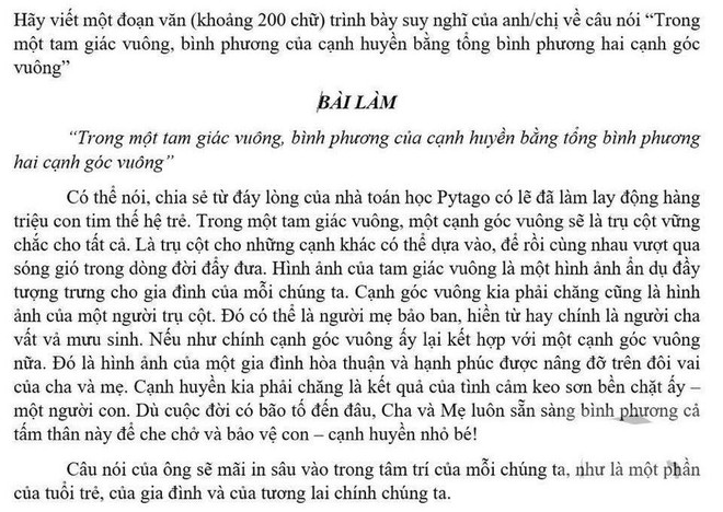 Góc khó đỡ: Giáo viên ra đề văn về định lý Py-ta-go, ai cũng bó tay nhưng có 1 bài văn khiến người người nể phục - Ảnh 2.