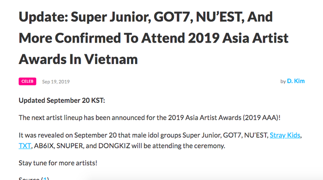 Asia Artist Awards 2019 Tại Việt Nam: Suju Và Got7 Xác Nhận Tham Dự